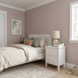 Modern White Wood Nightstand with 2 Drawers Bedroom Furniture Storage Side <b>Table</b> for Home Use - Product Image 3