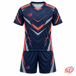 Ensemble complet de football personnalisé pour jeunes, maillot et short sublimés Nebula Chevron, séchage rapide, uniforme d'équipe OEM - Product Image 1