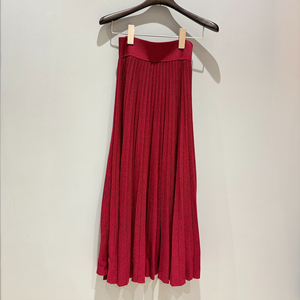 Otoño Invierno señora elegante plisado Midi hasta la rodilla suéter personalizado elástico de cintura alta prendas de punto Chic Office Lady Fashion - Product Image 6