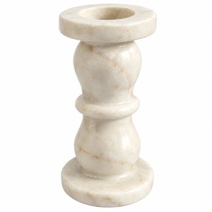 Porte-bougie sculptural en marbre blanc en forme de champignon, support à bougie conique, décoration moderne en marbre, centre de table en pierre - Product Image 3