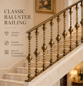 Rampe d'escalier torsadée classique de luxe, balustrade décorative ornée pour villas, hôtels et intérieurs haut de gamme - Product Image 1