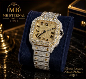 MB ETERNAL JEWELS นาฬิกาเพชร 41 มม. หน้าปัดสี่เหลี่ยม ตัวเลขโรมัน โลหะผสม คริสตัลแซฟไฟร์ ตัวล็อคแบบ Deployment สำหรับผู้ชาย ควอตซ์ หรูหรา - Product Image 1