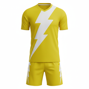 ชุดฟุตบอลแบบ unisex พร้อมกางเกงขาสั้น ชุดแข่งขันและสวมใส่ทั่วไป ชุดสองชิ้น ชุดฟุตบอลแห้งเร็ว ชุดกีฬา รับผลิตตามแบบ OEM - Product Image 1