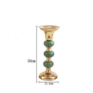 Support de bougie en laiton doré avec tige à billes perlées pour la décoration de la maison et des mariages, support décoratif pour bougie à vendre - Product Image 2