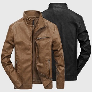 Vente en gros en stock Veste de camionneur classique pour hommes gris anthracite moutarde en peau de mouton véritable col de chemise décontracté en cuir léger - Product Image 6