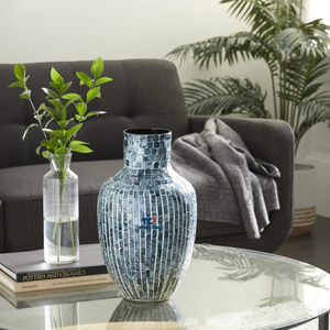 Jarrón contemporáneo de concha azul de alta calidad al por mayor, jarrón de mesa Capiz para decoración decorativa de Hotel y hogar, diseño moderno - Product Image 2