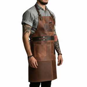 Heavy Duty Leather <b>Apron</b> for <b>BBQ</b> Grill Kitchen Heat Resistant Bulk Wholesale Supplier Vintage Handmade Leather <b>Apron</b> LPN-0226 - Product Image 3