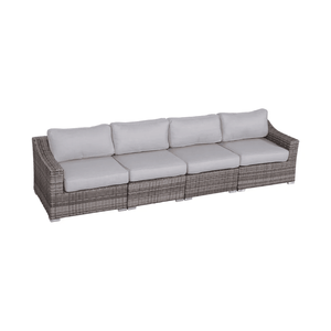Ensemble de meubles de patio modulaires en rotin, 4 pièces, entièrement assemblé, avec coussins confortables - Product Image 4
