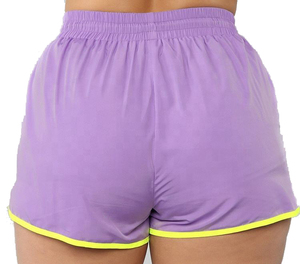 Ensemble de survêtement color block pour femme grande taille, violet et jaune, manches longues, coupe ample sportive, short à taille élastique, col rabattu - Product Image 5