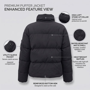 Chaqueta Acolchada de Alta Calidad para Mujer, con Cierre, Cuello Alto, Resistente al Agua, Acabado Mate, para Invierno - Product Image 5