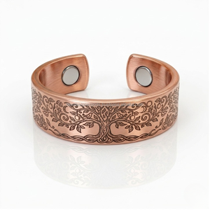 Anillo Premium de Cobre Puro Árbol de la Vida • Banda Botánica Curativa Grabada de Lujo - Product Image 1
