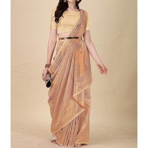 Sari de Chifón para Mujer con Tela Ligera y Fluida, Detalles Delicados y Diseño Elegante para Fiestas y Eventos Formales - Product Image 4