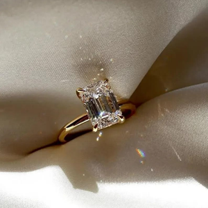 Customizable Emerald Cut 1ct-3ct Solid Yellow Gold 14K 18K IGI Certified CVD HPHT Lab Diamond <b>Rings</b> for Women Engagement Wedding - Product Image 2