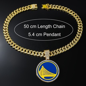 Nouveau collier tendance HipHop plaqué or avec pendentif en cristal glacé, charme des Golden State Warriors, chaîne cubaine, <span class=keywords><strong>bijoux</strong></span> d'équipe de basket-ball - Product Image 2