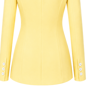Blazer amarillo personalizado para mujer, doble botonadura, corte ajustado, manga larga, formal, para oficina, uniforme, traje, chaqueta con logotipo personalizado - Product Image 6