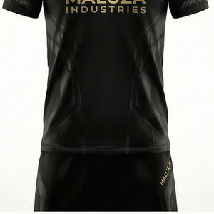 Ensemble d'entraînement de football professionnel pour hommes, maillot de foot personnalisé, short noir et or, uniforme sportif - Product Image 2