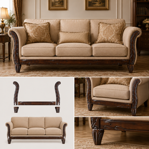 Luxury Furniture Solid <b>Wood</b> <b>Sofa</b> Exposed <b>Wood</b> <b>Frame</b> Side Panels Front Rail Decorative Trim OEM ODM Manufacturing - Product Image 2