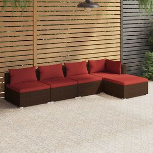 Set Lounge da Giardino in Rattan PE Marrone con Struttura in Acciaio Verniciato a Polvere per Spazi Esterni - Product Image 1