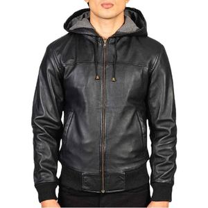 Chaqueta con Capucha de Piel de Oveja Auténtica para Hombre y Mujer, Negra, con Cierre de Cremallera, Puños de Punto Acanalado, Teñido Liso - Suministro ODM 2026 - Product Image 3