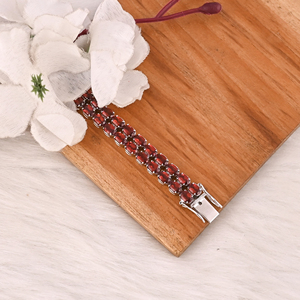 High Quality 925 Sterling Silver Garnet Tennis <b>Bracelet</b> Luxury Gemstone Jewelry for Unisex - Product Image 2