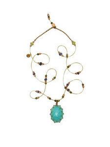 Collar de Macramé Hecho a Mano con Piedra Preciosa Azul, Colgante Ovalado Facetado, Cuentas Multicolores, Cordón Ajustable, Joyería Artesanal Boho para Mujer - Product Image 3