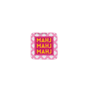 Custom Beaded Square Textile <b>Coaster</b> Mahj Mahj Mahj Embossed <b>Pink</b> White Geometric Design Durable Modern Mahjong Theme use - Product Image 6