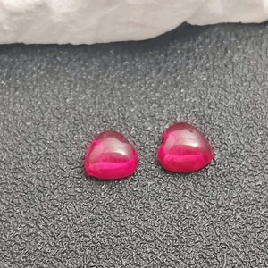 Natural Ruby Heart Cabochon Gemstone Smooth Polished Heart Shape Flat Back Loose Ruby Multiple Sizes Wholesale - Product Image 4