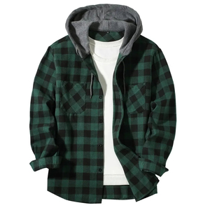 Chaqueta Ligera de Franela, Camisa a Cuadros Informal con Bolsillos en el Pecho y Tela de Mezcla de Algodón Suave, Ajuste Cómodo - Product Image 6