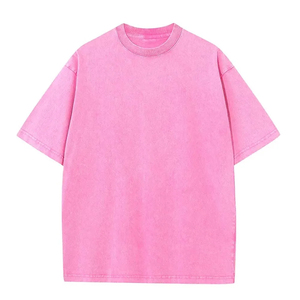 เสื้อยืดฮิปฮอปผู้ชายแบบขายส่ง ทรงโอเวอร์ไซส์ ล้างสีแบบวินเทจ ผ้าเนื้อเรียบ สีพื้น - Product Image 1