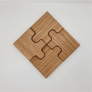 Unique Puzzle Oak Wood Coasters Eco-Friendly Jigsaw <b>Square</b> Wood Cup Mat <b>Set</b> Housewarming Novelty Gift Bar Drinkware Accessories - Product Image 2