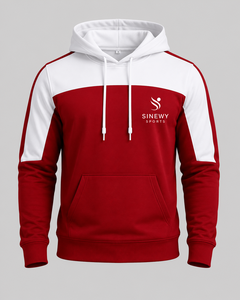 Red White Unisex Winter Casual Printed <b>Tracksuit</b> Hooded Sweatshirt Jogger Pants Side Stripes Custom Logo Sportswear Set - Product Image 3