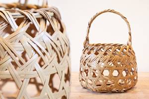 Premium Wabisabi Japanese Bamboo Ikebana Basket Artist Signed <b>Small</b> Handwoven Flower <b>Vase</b> Supplier Manufacturer - Product Image 2