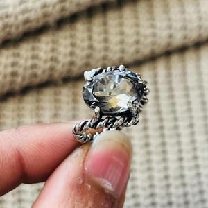 Trendy Fashionable Bohemian Smoky Quartz Rope Texture <b>Ring</b> Oxidized Silver Plated Brass Third Party Certified <b>Statement</b> <b>Ring</b> - Product Image 4