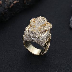 Custom Full <b>Iced</b> Out Moissanite <b>Ring</b> Championship Style Pave Set 925 Silver 10K Gold Plated Logo Letter Band - Product Image 1