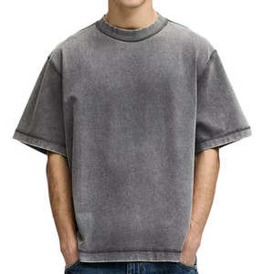 T-shirt ample et court en coton épais 100 % avec col montant et épaules tombantes - Product Image 4