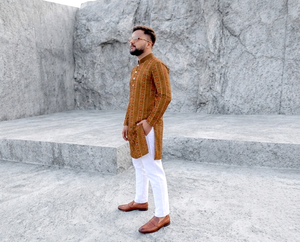 Conjunto de Kurta con Estampado Bandhani para Hombre, Ropa Étnica India y Pakistaní, para Bodas, Fiestas y Uso Casual - Product Image 4