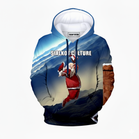 Pull à capuche unisexe personnalisé en polaire respirant, imprimé par sublimation 3D, motif Père Noël drôle et original, idéal pour l'hiver, vente en gros