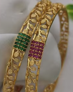 Traditional Elegant One Gram <b>Gold</b> Polish Wedding Wear <b>Bangles</b> <b>Set</b> for Women <b>Gold</b> Plated Brass Traditional Daily Use Jewelry <b>Set</b> - Product Image 2