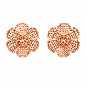 Ensemble collier et boucles d'oreilles pendantes florales en zircon cubique plaqué or rose, bijoux vintage en argent sterling 925 pour femme, élégance - Product Image 2