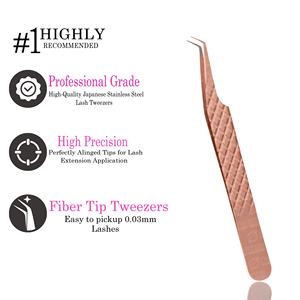 Pince à épiler d'extension de cils en acier inoxydable avec poignée en diamant en forme de L avec logo personnalisé professionnel - Product Image 4