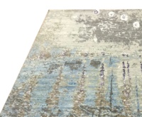 Tapis de luxe moderne abstrait fait main en laine et soie de bambou noué à la main en Inde, tissage persan, qualité 10/10, poils extra épais