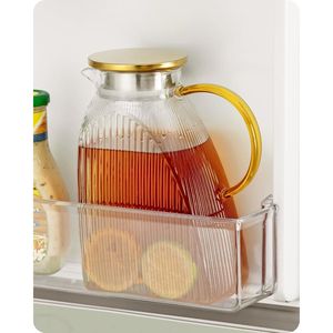 Caraffa in Vetro Borosilicato con Coperchio in Acciaio Inox, Antigoccia, per Frigorifero, Bevande Calde e Fredde, Infusione di Tè e Frutta - Product Image 1