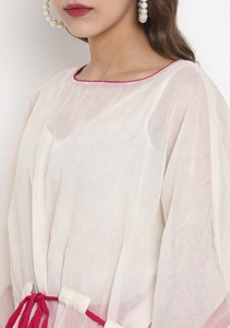 Ensemble Kaftan court en coton doux respirant, how, attraction rouge contrastée, pantalon artisanal avec tissu en coton doux respirant - Product Image 5