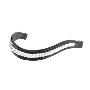 สายรัดคิ้วหนังขี่ม้าพร้อมแผ่นรองนุ่มและดีไซน์ถักสีขาว - Product Image 2