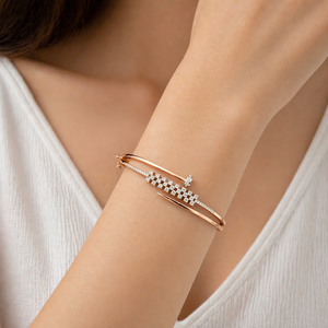 Namivaa 14ct Rose Gold Diamond Nail Design Open <b>Bangle</b> <b>Bracelet</b> Women Trendy Minimalist Style Fine Jewelry Wedding Party Gift - Product Image 4