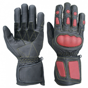 Gants de moto en cuir, gants de protection intégrale pour la conduite, avec paume renforcée et protection des articulations, manchette longue - Product Image 1