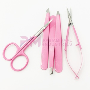 Pince à épiler pour sourcils RMI de haute qualité, couleur rose avec revêtement poudré et pointe argentée - Product Image 3