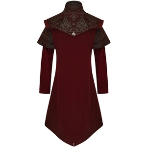 Abrigo Rojo de Vampiro y Diablo Estilo Steampunk Medieval para Venta al por Mayor, Ropa Gótica Vanguardista, Gabardina Ecológica para Fiestas, Damasco Victoriano Personalizado - Product Image 2