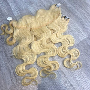 Prix de gros 100% brut vierge vietnamien humain dentelle trame vague de corps blonde couleur Super Double Drawn Extensions de cheveux - Product Image 6
