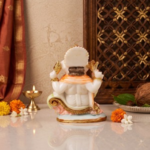 Statue du Dieu Ganesha en résine et poussière de marbre artisanale Nirmala |   Idole de dieu hindou traditionnelle artisanale |   Décoration de temple indien pour la maison - Product Image 3